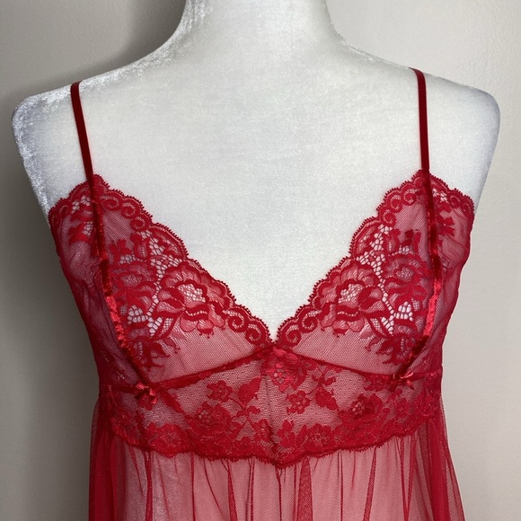 Victoria's Secret Red Lace Chemise with Ruffle Hem - Picture 7 of 8